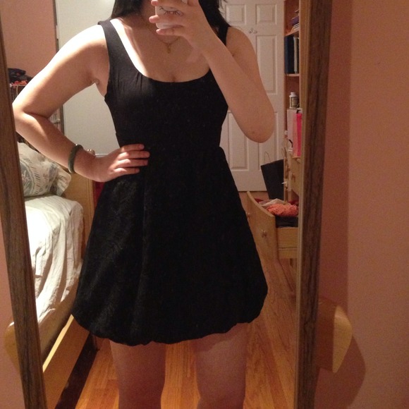 Black two textured bubble dress