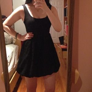 Black two textured bubble dress