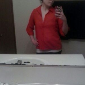 Button up sheer high-low top