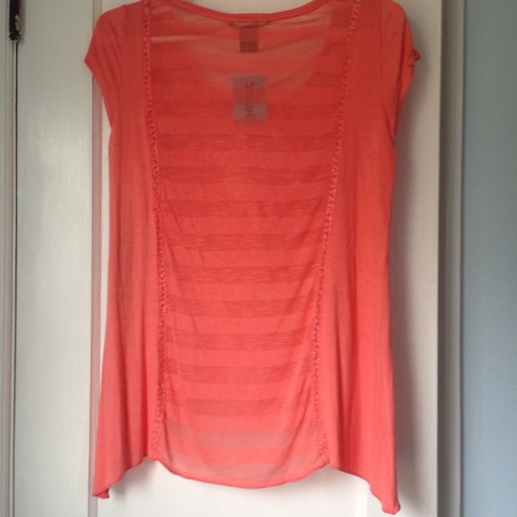 🚫SOLD🚫Coral Embroidery/Stripe Swing Top - Picture 4 of 4