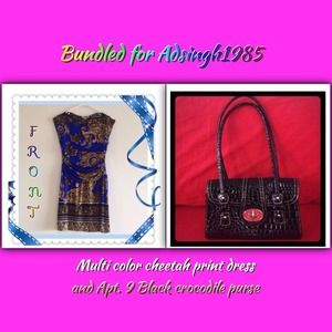 Bundled: Cheetah Print Dress and Apt 9 Black Purse
