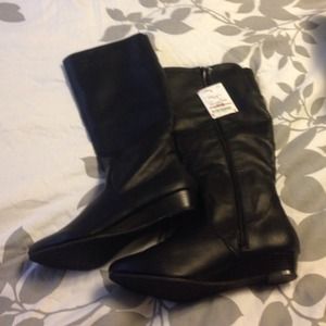 Black faux leather zipper boots! Brand new!!!