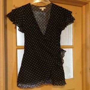 NY&Co black shirt w/ white polka dots
