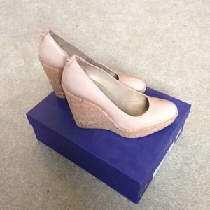 Stuart Weitzman Corkswoon Wedges Nude 8.5