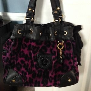 Juicy couture daydreamer purple velvet leopard bag