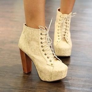 Lace platform booties NWOT