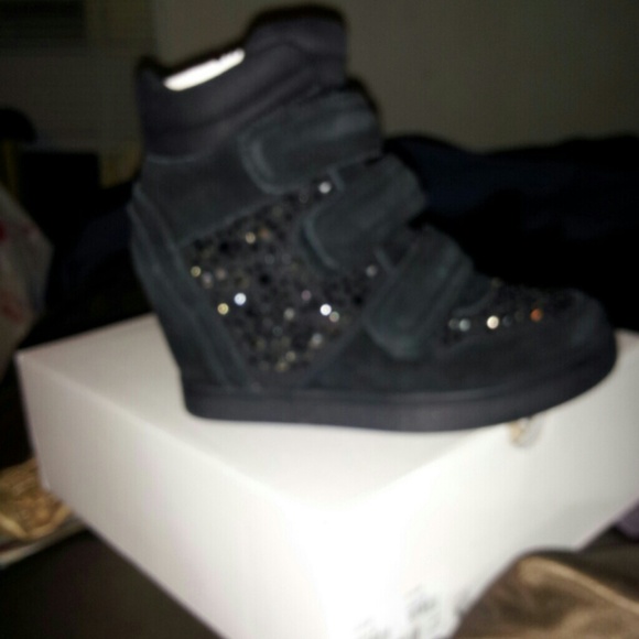 Womens black Wedge Gymshoe