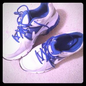 Blue and White Nike Moto 9