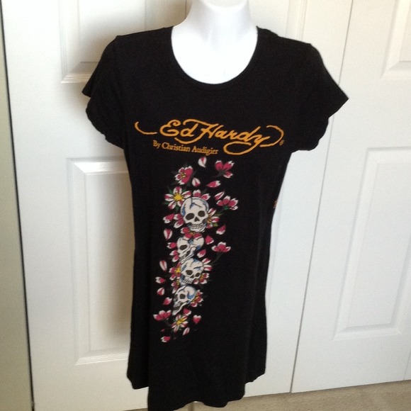 Ed Hardy Dresses & Skirts - Ed Hardy by Christian Audigier black dress. + tee