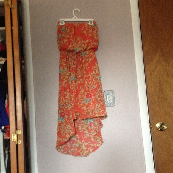 Coral paisley print dress