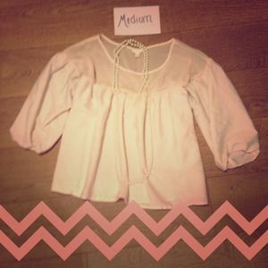 Light pink babydoll top with sheer chest