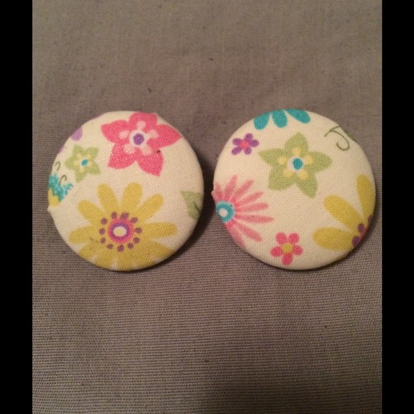 X-Large Floral Custom Button Earrings