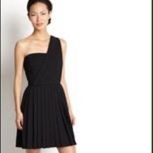 Rachel Rachel Roy pleated one shoulder black dress