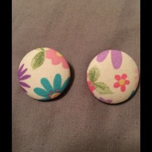 Large Floral Custom Button Earrings