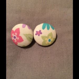 Medium Floral Custom Button Earrings