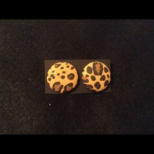 Cheetah Print X-Large Button Earrings
