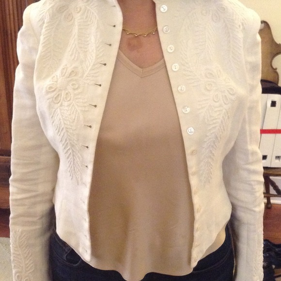 Beautiful White floral embroidered jacket