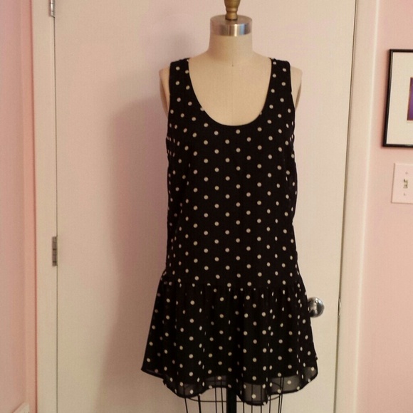 SALE! NWOT Black Polka Dot Drop Waist Dress