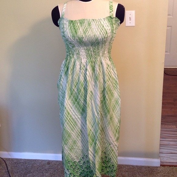 Green & white sun dress