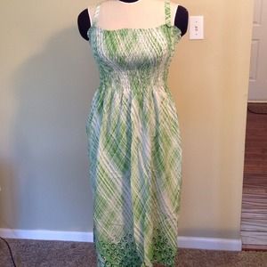 Green & white sun dress