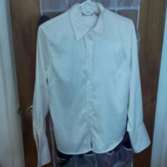White silk like button down
