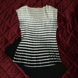 Flattering cream and black striped top NWOT