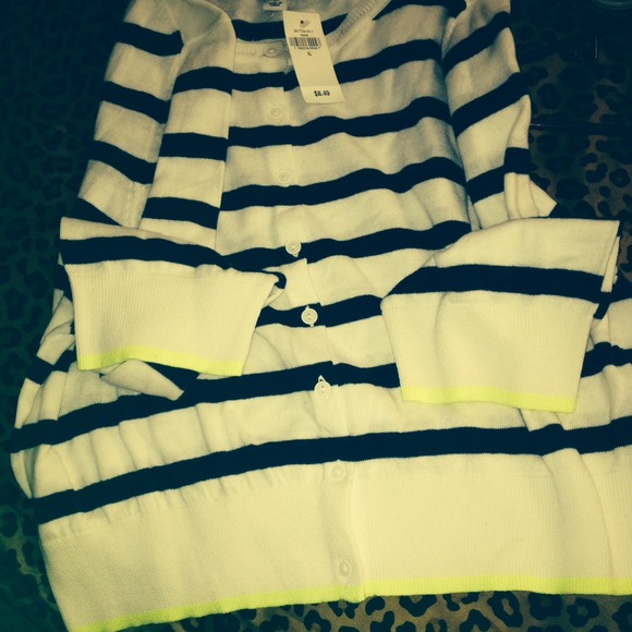 Navy blue and white cardigan