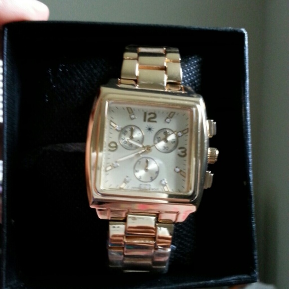 Gold-tone square faced watch - shoedazzle