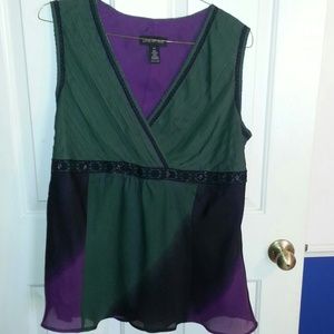 Green and purple blouse