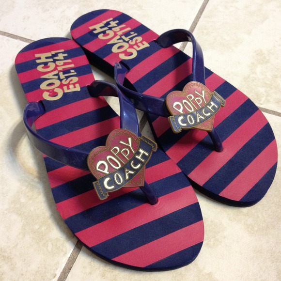 Coach Shoes - Coach Poppy stripes flip flops