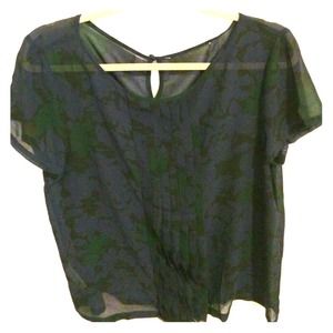 Loft sheer purple floral shirt