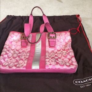 Pink & silver sparkle Coach tote!