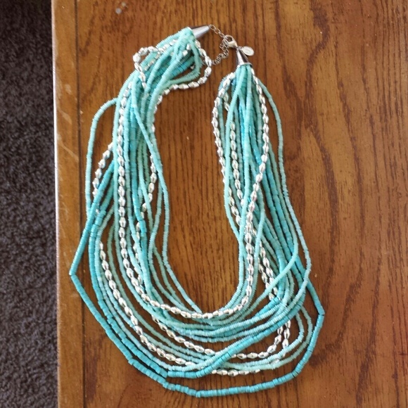 Turquoise and silver multi-tiered necklace - Picture 1 of 2