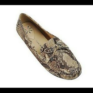 Python embossed moccasins