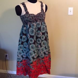 Boho strappy dress or babydoll top ruched top