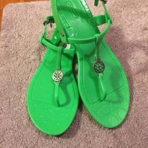 Green Coach Jelly Sandals