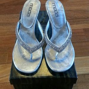 Sparkly silver heels