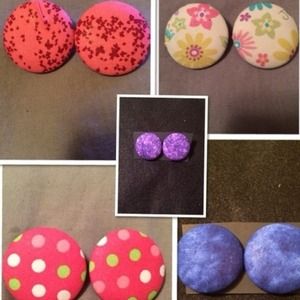 5 X-Large Custom Handmade Button Earrings Bundle