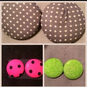 5 X-Large Custom Handmade Button Earrings Bundle