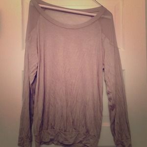 Taupe sweater with see-through shoulders and back