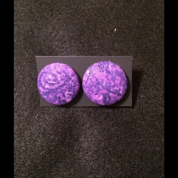 Purple Universe Large Button Earrings