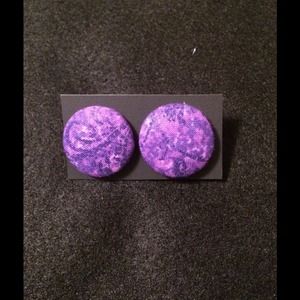 Purple Universe Large Button Earrings