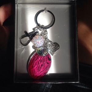Stylish pink animal print key chain
