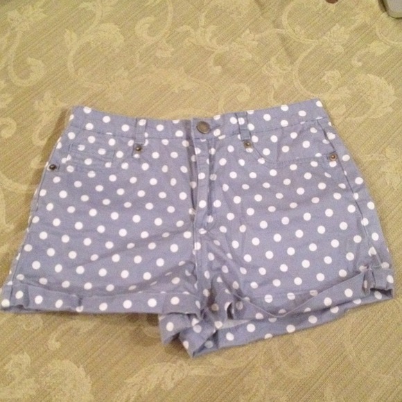 Light Blue Polka Dot Shorts - Picture 1 of 3