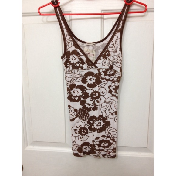 Brown Flower Beachy Hollister Tank Top
