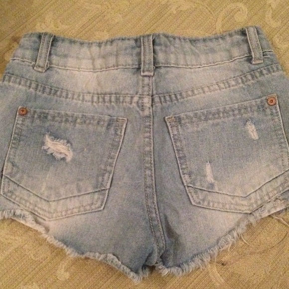 Distressed Denim Short Shorts - Picture 2 of 2