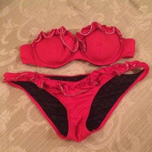 Victoria's Secret Red Ruffle Bikini