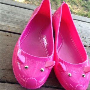Hot pink jelly cute mouse flats sz 8