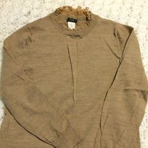 J Crew Wool Tartine Ruffle Crewneck