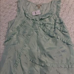 J Crew Evie Silk Ruffle Tank Aqua